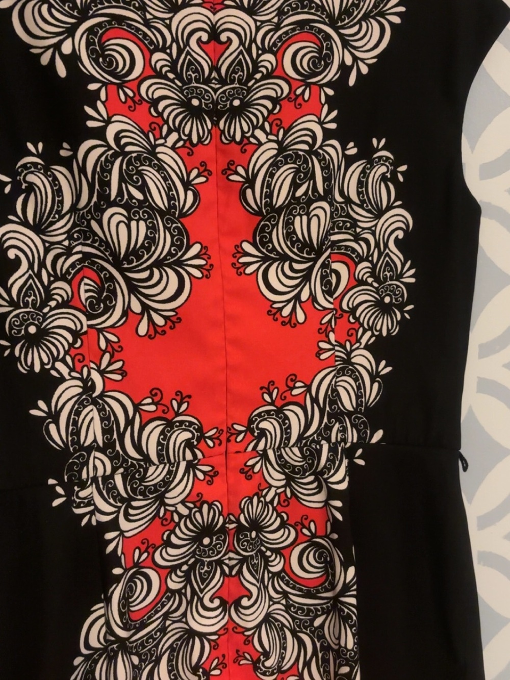 London Times Black Dress with Red & White Floral Print